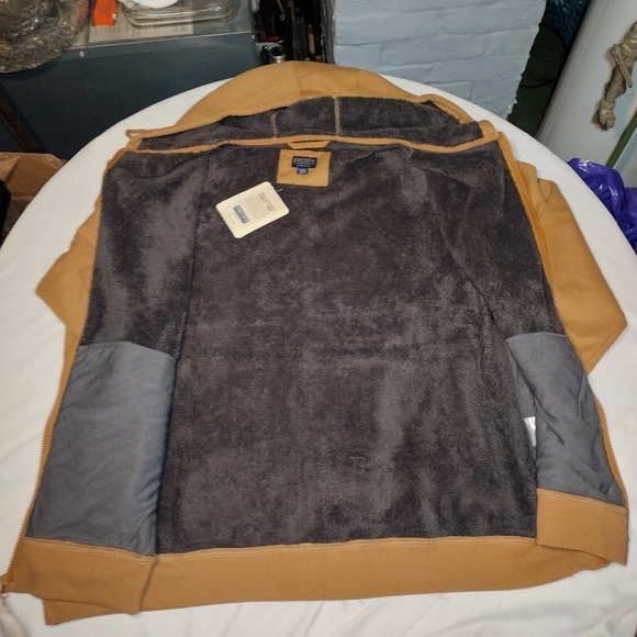 Smith's Workwear Easy Fit Clay Brown and Gray Sherpa-Bonded Thermal Knit Jacket - Picture 7 of 12
